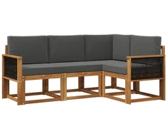 Lauko sofos komplektas su pagalve 4 pcs Natūralus ir antracitas