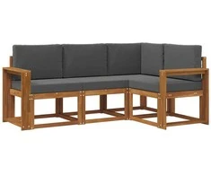 Lauko sofos komplektas su pagalve 4 pcs Natūralus ir antracitas