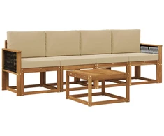Lauko sofos komplektas su pagalve 4 pcs Natūrali