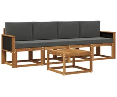 Lauko sofos komplektas su pagalve 4 pcs Natūralus ir antracitas