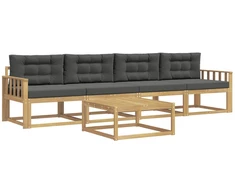 Lauko sofos komplektas su pagalve 4 pcs Balta ir antracito