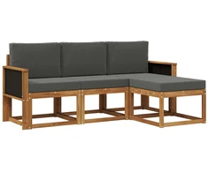Lauko sofos komplektas su pagalve 4 pcs Natūralus ir antracitas
