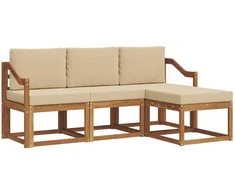 Lauko sofos komplektas su pagalve 4 pcs Natūralus ir bežinis