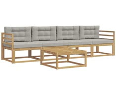 Lauko sofos komplektas su pagalve 4 pcs Balta ir šviesiai pilka