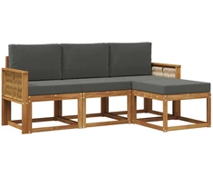 Lauko sofos komplektas su pagalve 4 pcs Natūralus ir antracitas
