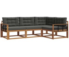 Lauko sofos komplektas su pagalve 4 pcs Natūralus ir antracitas