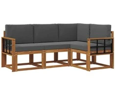 Lauko sofos komplektas su pagalve 4 pcs Natūralus ir antracitas
