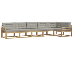 Lauko sofos komplektas su pagalve 4 pcs Balta ir šviesiai pilka