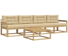Lauko sofos komplektas su pagalve 4 pcs Balta ir kreminė