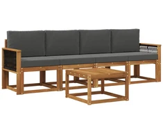 Lauko sofos komplektas su pagalve 4 pcs Natūralus ir antracitas