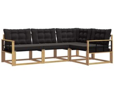 Lauko sofos komplektas su pagalve 4 pcs Balta ir juoda