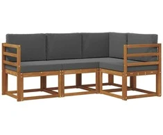 Lauko sofos komplektas su pagalve 4 pcs Natūralus ir antracitas