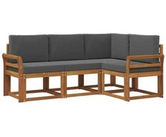 Lauko sofos komplektas su pagalve 4 pcs Natūralus ir antracitas