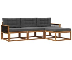 Lauko sofos komplektas su pagalve 4 pcs Natūralus ir antracitas