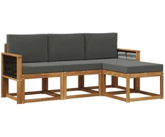 Lauko sofos komplektas su pagalve 4 pcs Natūralus ir antracitas