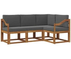 Lauko sofos komplektas su pagalve 4 pcs Natūralus ir antracitas