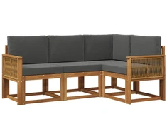 Lauko sofos komplektas su pagalve 4 pcs Natūralus ir antracitas