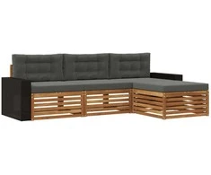 Lauko sofos komplektas su pagalve 4 pcs Natūralus ir antracitas