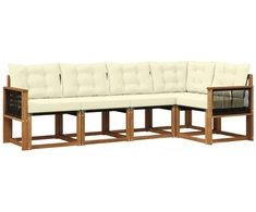 Lauko sofos komplektas su pagalve 5 pcs Natūralus ir grietinėlė
