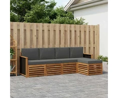 Lauko sofos komplektas su pagalve 5 pcs Natūralus ir antracitas
