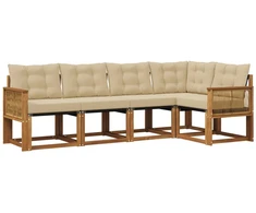 Lauko sofos komplektas su pagalve 5 pcs Natūralus ir bežinis