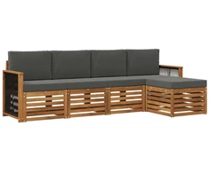 Lauko sofos komplektas su pagalve 5 pcs Natūralus ir antracitas