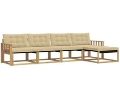 Lauko sofos komplektas su pagalve 5 pcs Balta ir kreminė