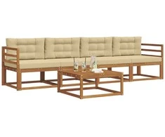 Lauko sofos komplektas su pagalve 5 pcs Natūralus ir bežinis