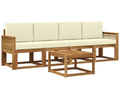 Lauko sofos komplektas su pagalve 5 pcs Natūralus ir grietinėlė