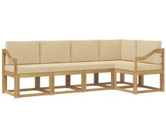 Lauko sofos komplektas su pagalve 5 pcs Balta ir kreminė