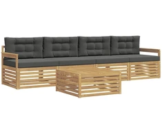 Lauko sofos komplektas su pagalve 5 pcs Balta ir antracito