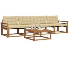 Lauko sofos komplektas su pagalve 5 pcs Natūralus ir bežinis