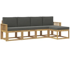 Lauko sofos komplektas su pagalve 5 pcs Balta ir antracito