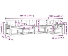 Lauko sofos komplektas 5 vnt. Natūralus ir bežinis