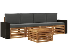 Lauko sofos komplektas su pagalve 5 pcs Natūralus ir antracitas