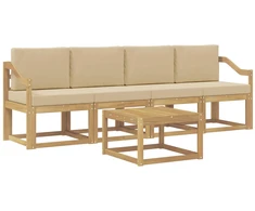 Lauko sofos komplektas su pagalve 5 pcs Balta ir kreminė