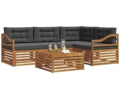Lauko sofos komplektas su pagalve 5 pcs Natūralus ir antracitas