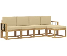 Lauko sofos komplektas su pagalve 5 pcs Balta ir kreminė