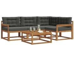 Lauko sofos komplektas su pagalve 5 pcs Natūralus ir antracitas