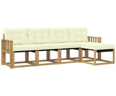 Lauko sofos komplektas su pagalve 5 pcs Balta ir kreminė