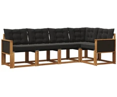 Lauko sofos komplektas su pagalve 5 pcs Natūrali ir juoda