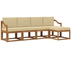 Lauko sofos komplektas su pagalve 5 pcs Natūralus ir bežinis