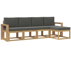 Lauko sofos komplektas su pagalve 5 pcs Balta ir antracito