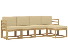 Lauko sofos komplektas su pagalve 5 pcs Balta ir kreminė