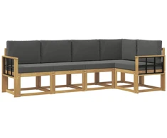 Lauko sofos komplektas su pagalve 5 pcs Balta ir antracito