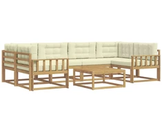 Lauko sofos komplektas su pagalve 5 pcs Balta ir kreminė