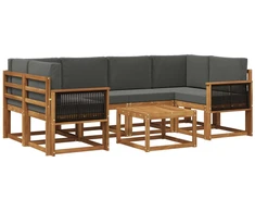 Lauko sofos komplektas su pagalve 5 pcs Natūralus ir antracitas