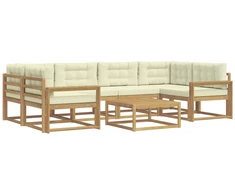 Lauko sofos komplektas su pagalve 5 pcs Balta ir kreminė