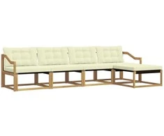 Lauko sofos komplektas su pagalve 5 pcs Balta ir kreminė