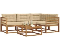 Lauko sofos komplektas su pagalve 5 pcs Natūralus ir bežinis